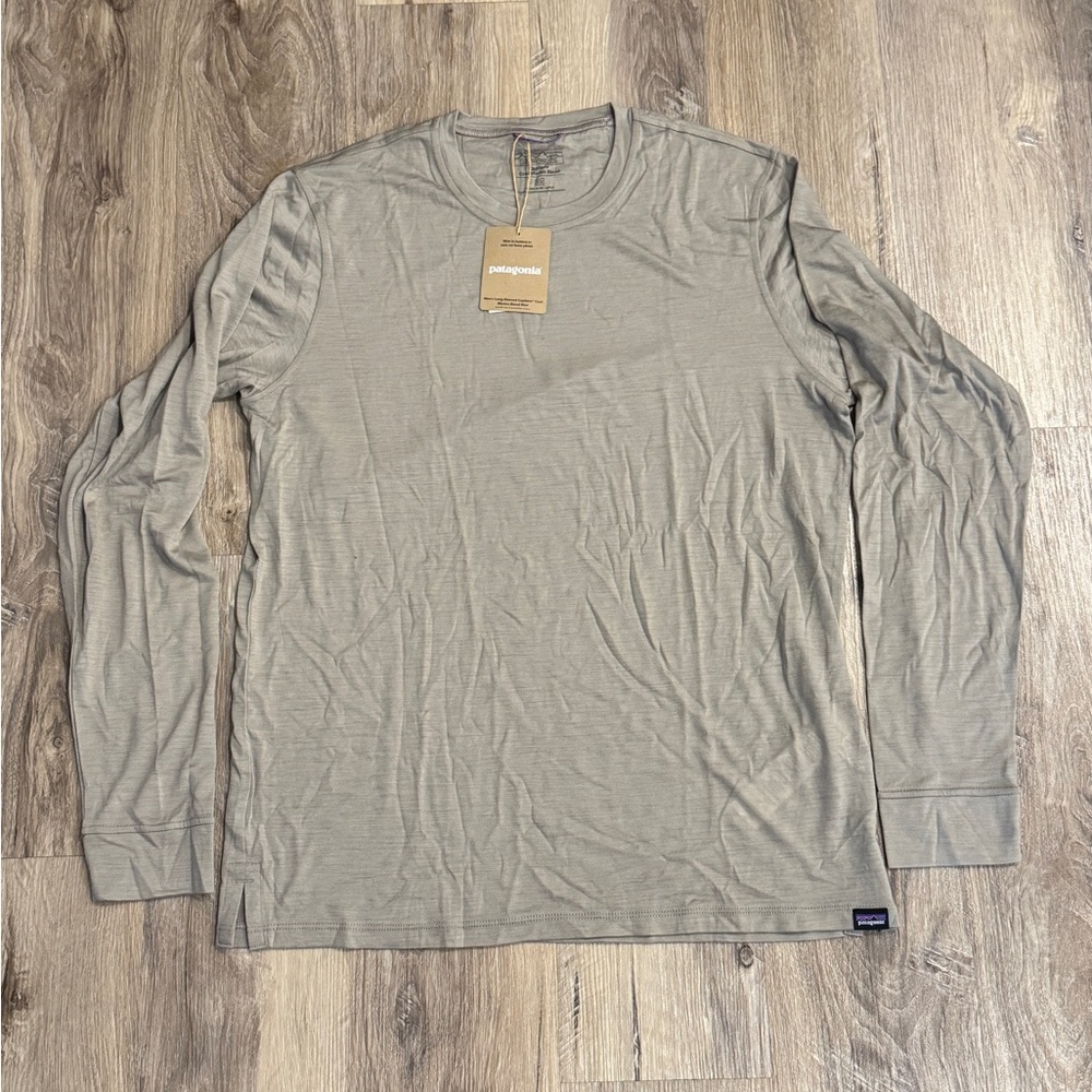 Patagonia Men's Capilene Cool Merino Wool Blend Long Sleeve Shirt in Light Gray